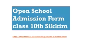 Open School Admission Form Class 10th  Sikkim