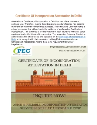 Certificate Of Incorporation Attestation In Delhi content