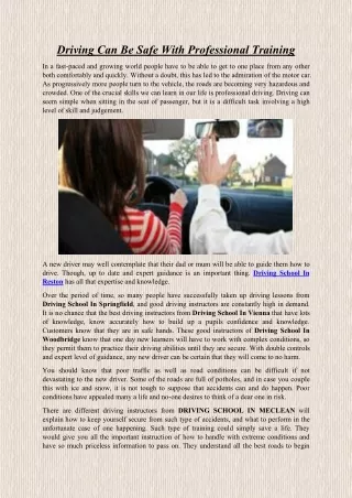 driving can be safe with professional training
