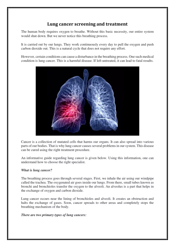 lung cancer screening and treatment