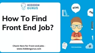 Front End Developer jobs By Hidden Gurus