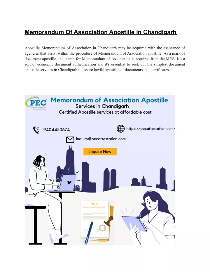 memorandum of association apostille in chandigarh