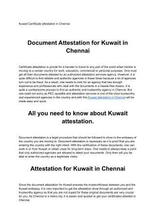 Kuwait attestation in Chennai