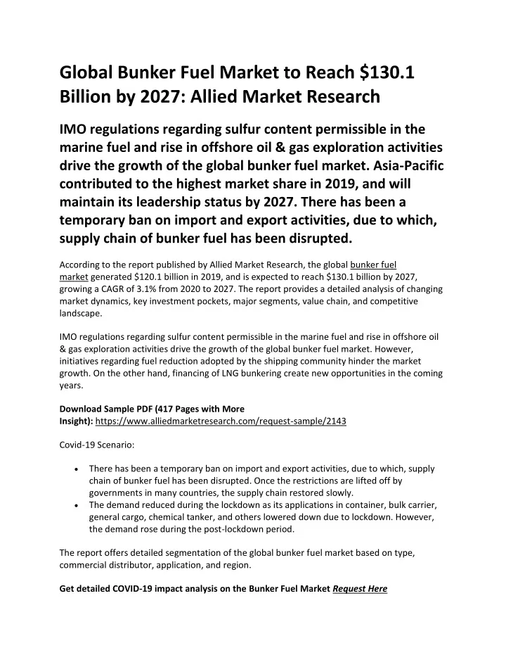 global bunker fuel market to reach 130 1 billion