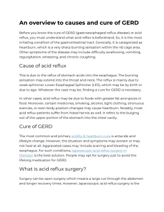 an overview to causes and cure of gerd