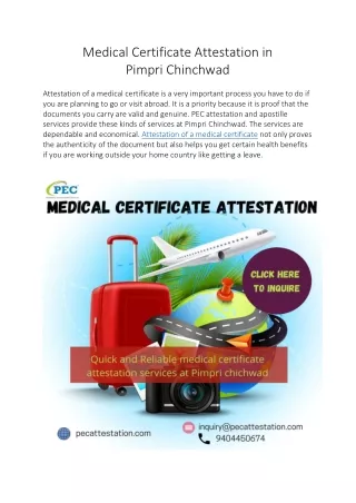 Medical Certificate Attestation at Pimpri Chinchwad