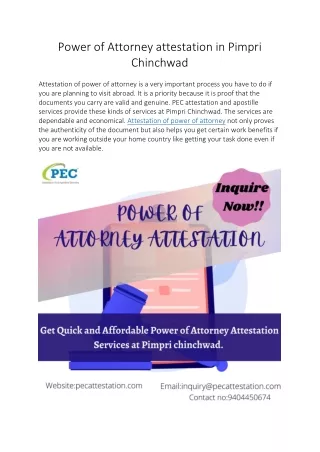 Power of attorney attestation in pimpri chinchawad