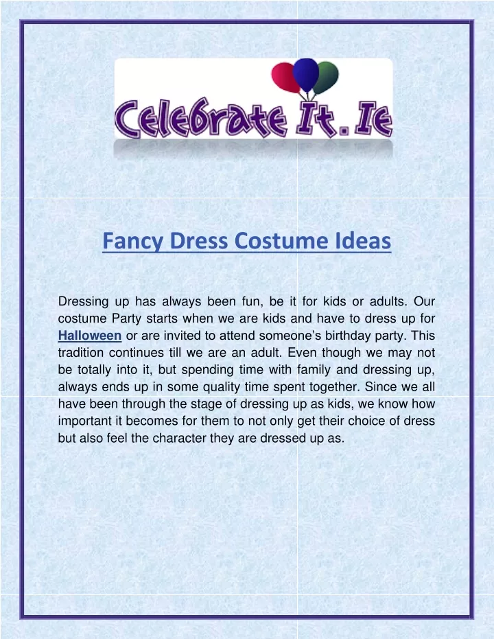 fancy dress costume ideas