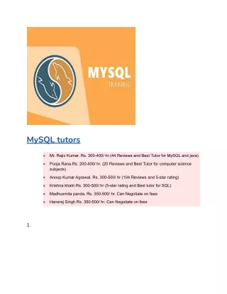 Mysql tutors