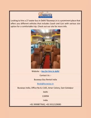 Bus for Hire in Delhi | Busways.in