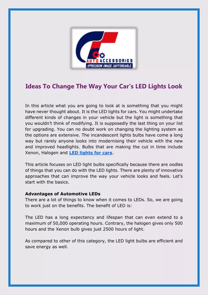 ideas to change the way your car s led lights