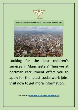 Children's Services in Manchester | Portmanrecruitment.com