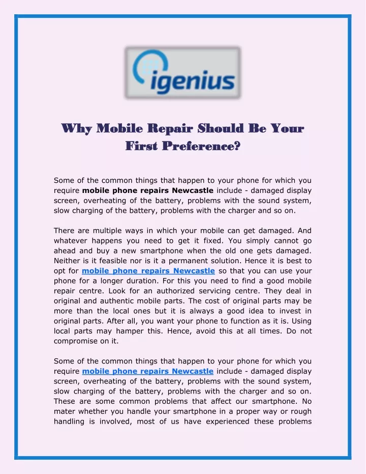 why why mobile repair mobile repair should