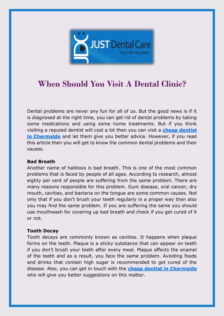 when should you visit a dental clinic