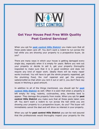 Get Your House Pest Free With Quality Pest Control Services