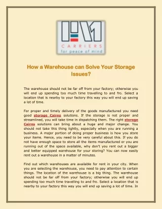 How a Warehouse can Solve Your Storage Issues