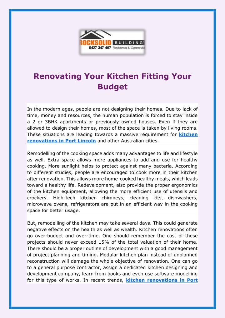 renovating your kitchen fitting your budget