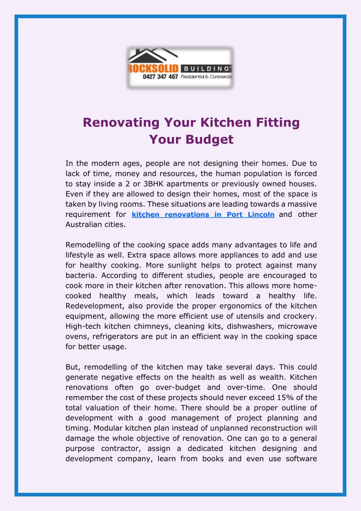 renovating your kitchen fitting your budget