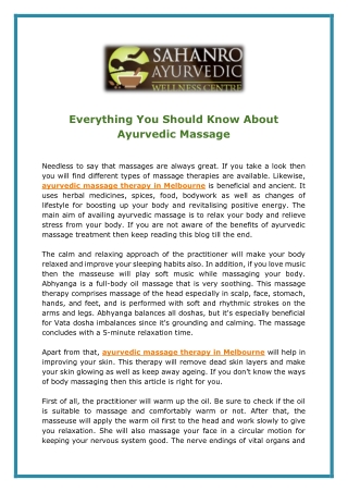 Everything You Should Know About Ayurvedic Massage