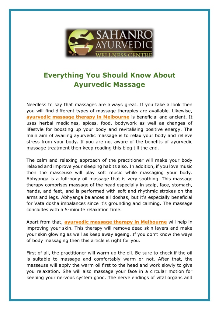 everything you should know about ayurvedic massage