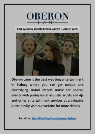 Best Wedding Entertainment Sydney | Oberon Lane