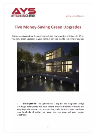 Five Money-Saving Green Upgrades
