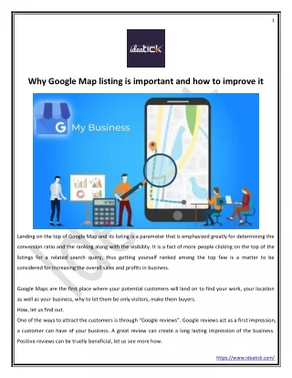 Why Google Map Listing is important and how to improve it