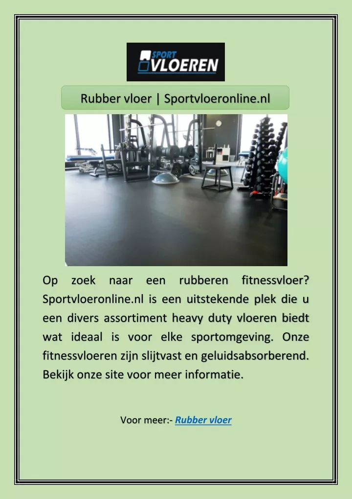 rubber vloer sportvloeronline nl