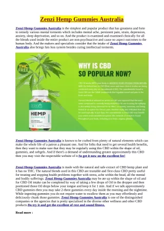 Zenzi Hemp Gummies Australia