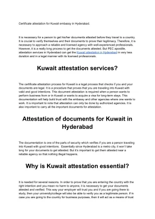 Kuwait attestation in Hyderabad