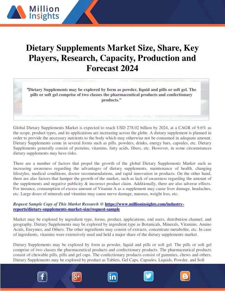 dietary supplements market size share key players
