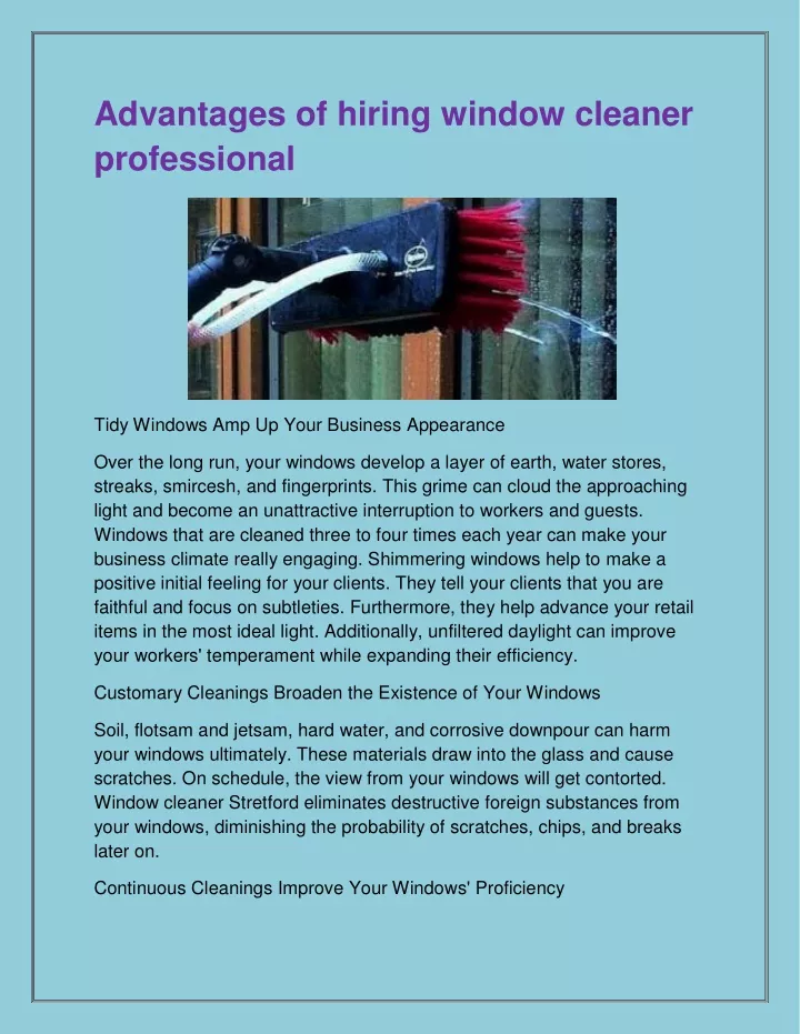 advantages of hiring window cleaner professional