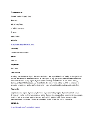 Female Vaginal Dryness Cure