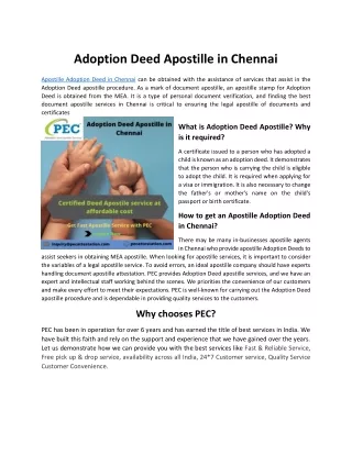 Adoption Deed Apostille in Chennai