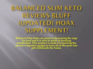 Balanced Slim Keto REVIEWS !