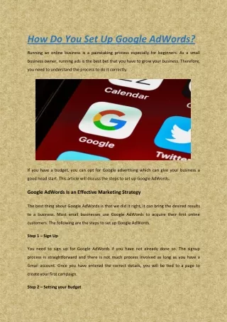 how do you set up google adwords