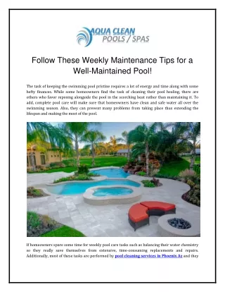 Follow These Weekly Maintenance Tips for a Well-Maintained Pool!