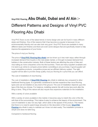 Vinyl PVC Flooring Abu Dhabi, Dubai and Al Ain