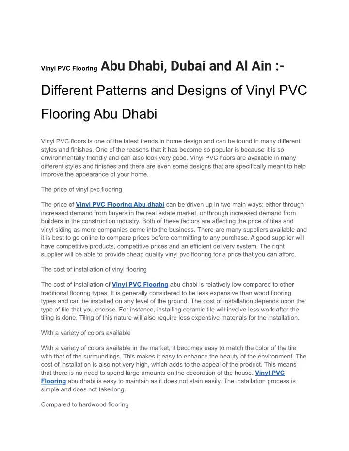 vinyl pvc flooring abu dhabi dubai and al ain