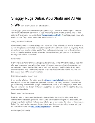 Shaggy Rugs Dubai, Abu Dhabi and Al Ain
