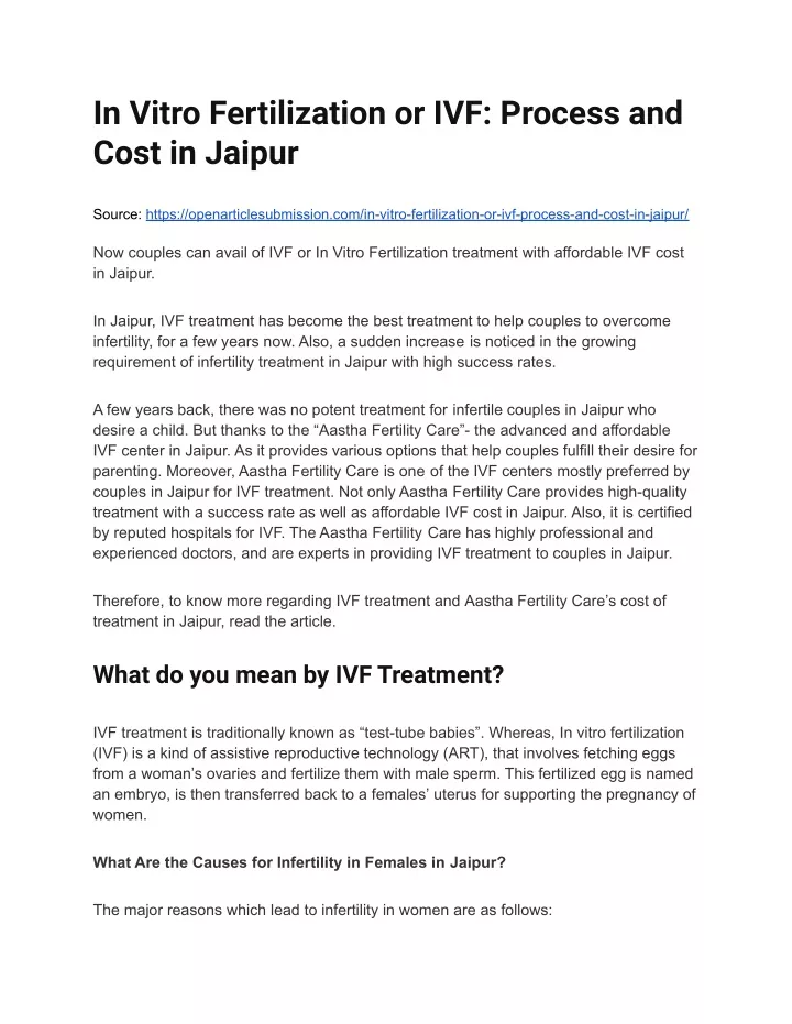 in vitro fertilization or ivf process and cost