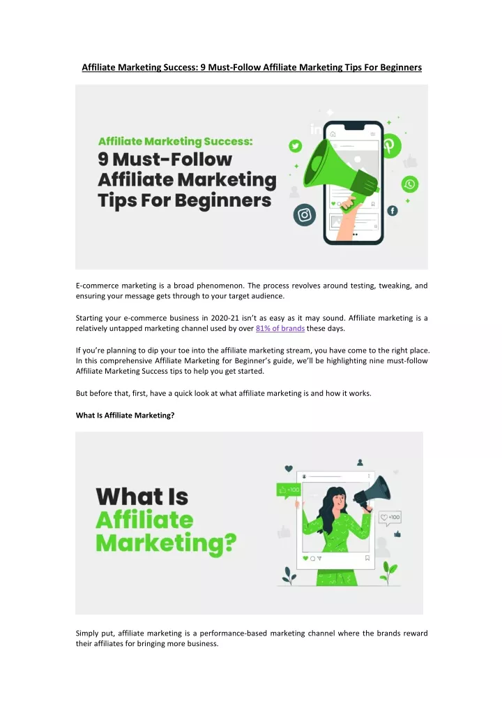 affiliate marketing success 9 must follow