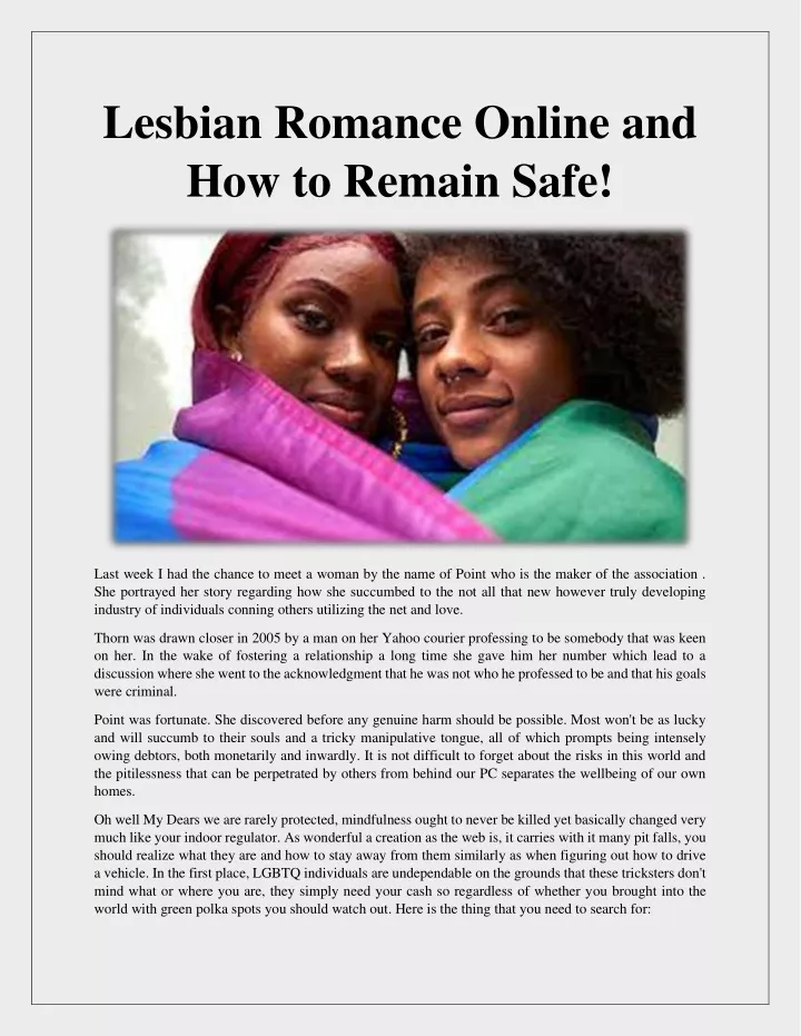 lesbian romance online and how to remain safe