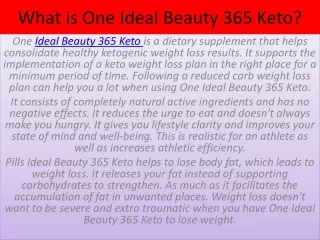 What is One Ideal Beauty 365 Keto