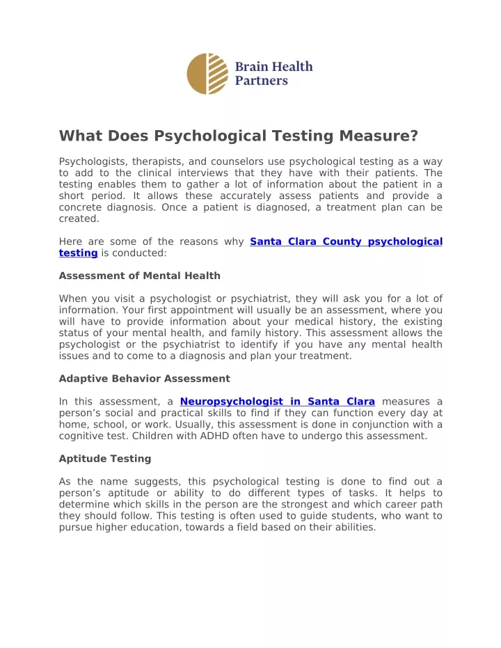 what does psychological testing measure