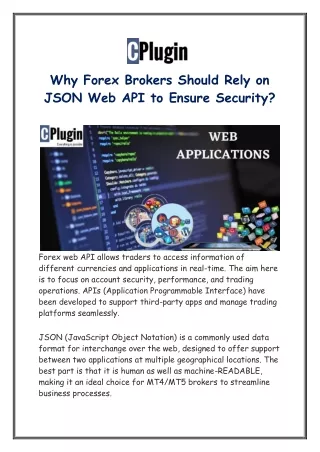 Why Forex Brokers Should Rely on JSON Web API to Ensure Security?