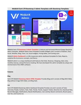 webkitx dark ltr bootstrap 5 admin templates with