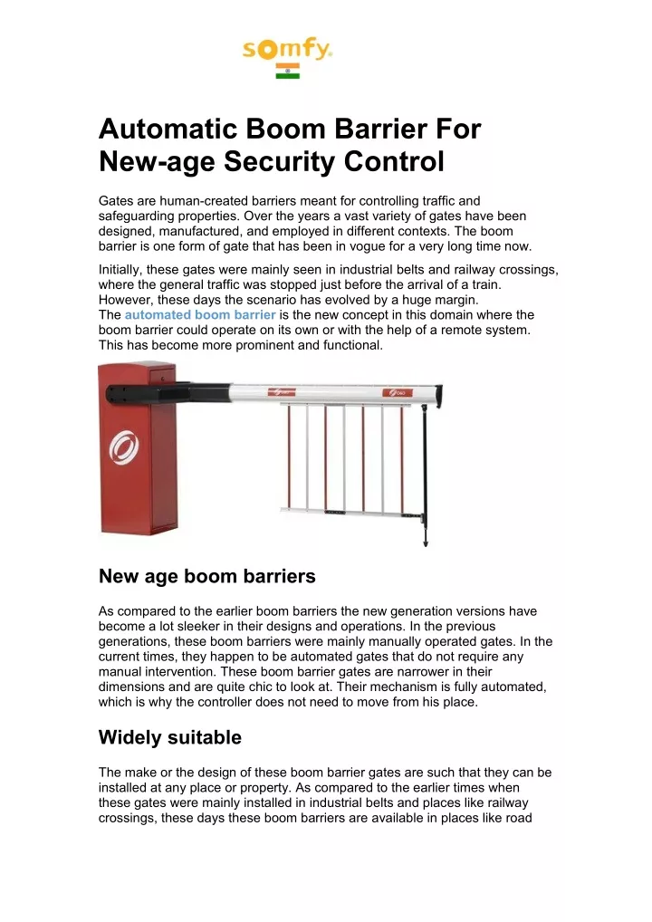 automatic boom barrier for new age security