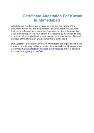Certificate Attestation For Kuwait In Ahmedabad
