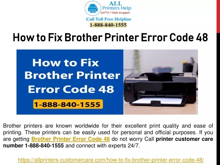 how to fix brother printer error code 48